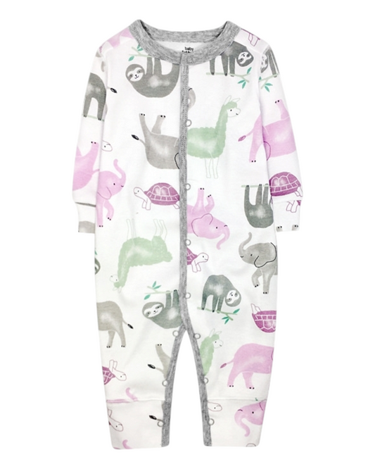 Long-Sleeved Patterned Baby Onesie