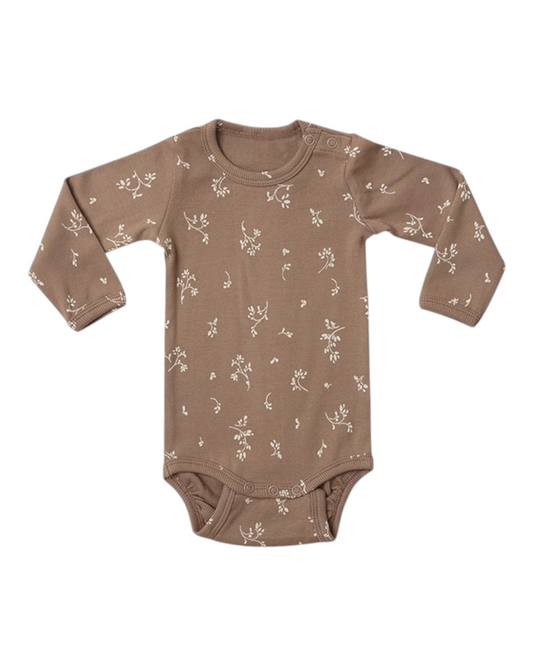 Brown Baby Onesie with Flower Design